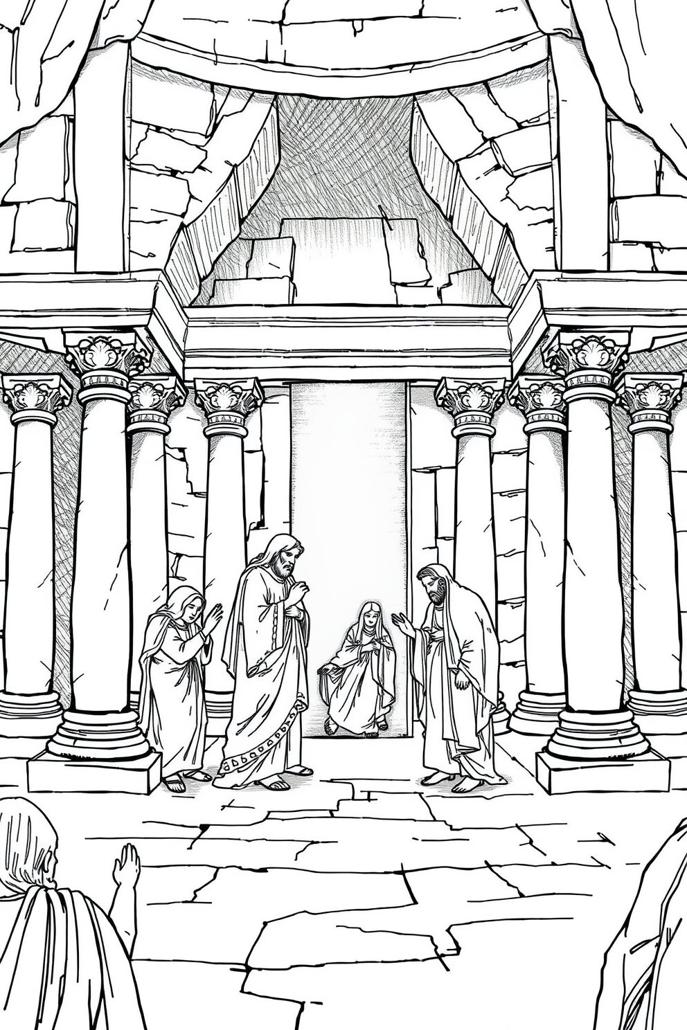 Jesus in the Temple Line Drawing