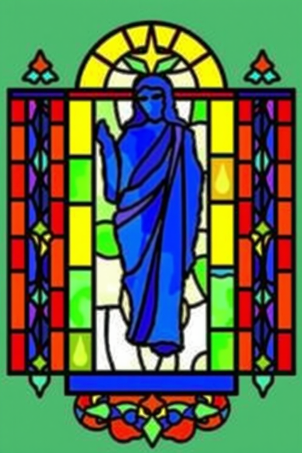 Jesus is the Light Colorful Stained Glass Drawing