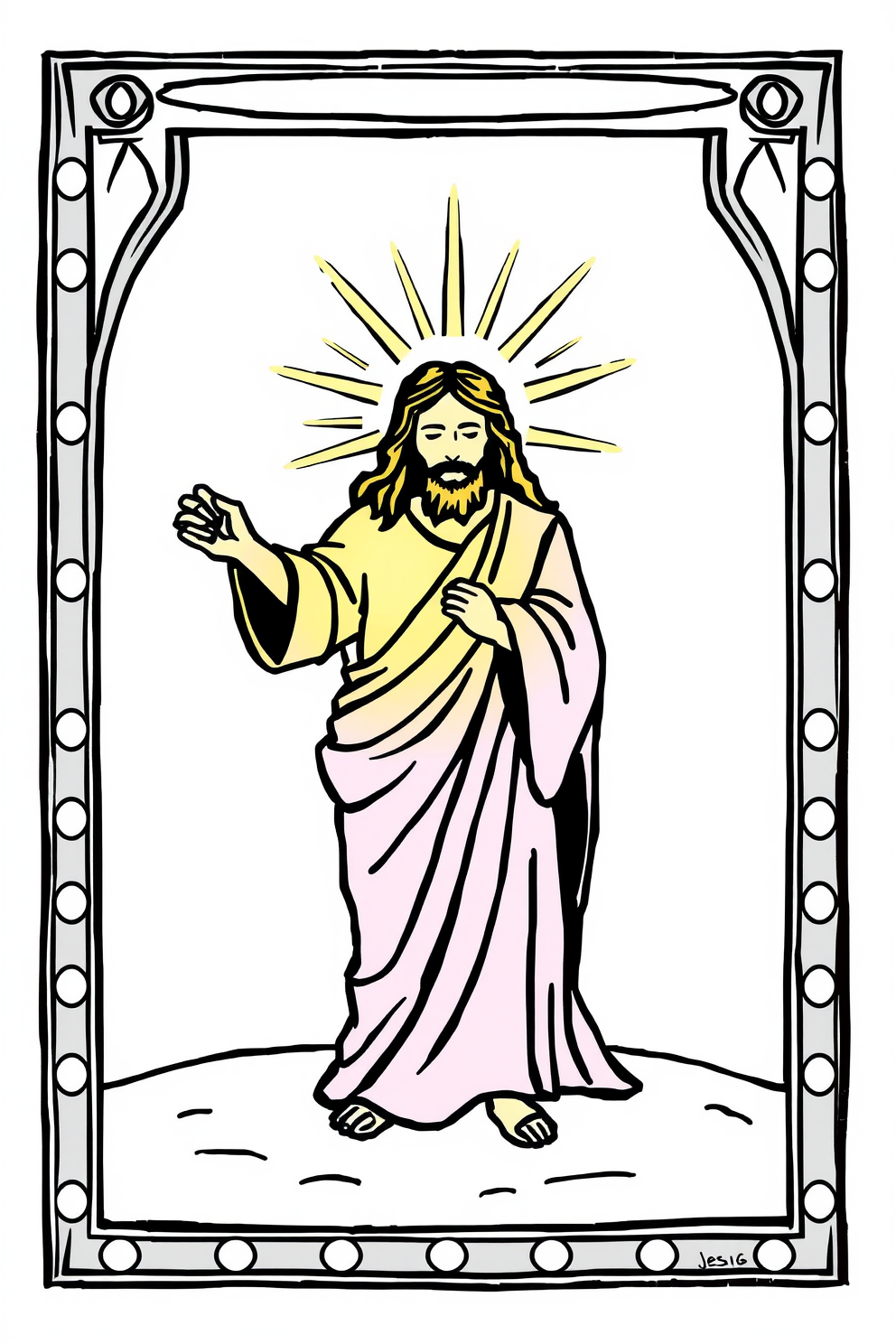 Jesus is the Light Cute Line Drawing