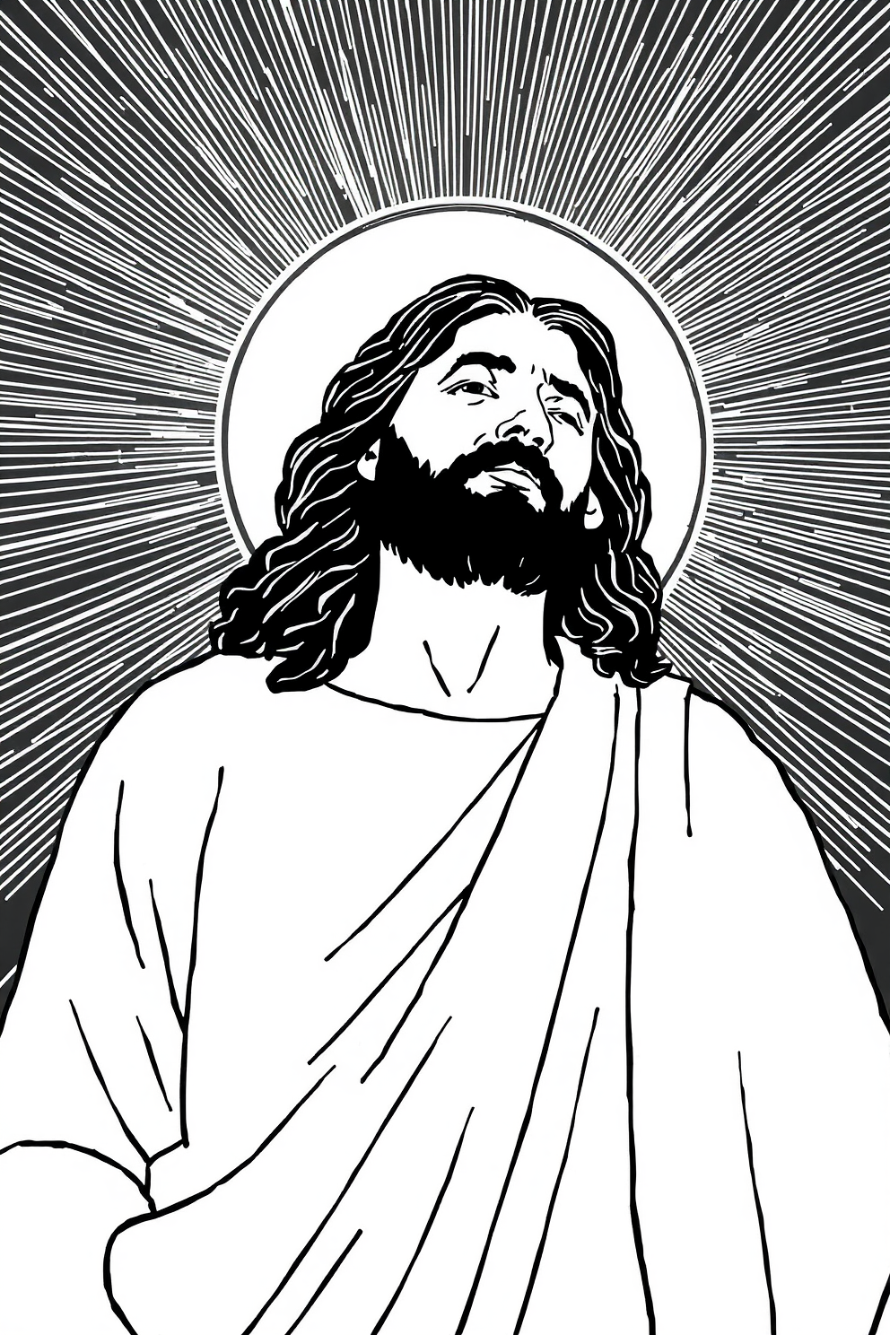 Jesus is the Light Monoline Drawing