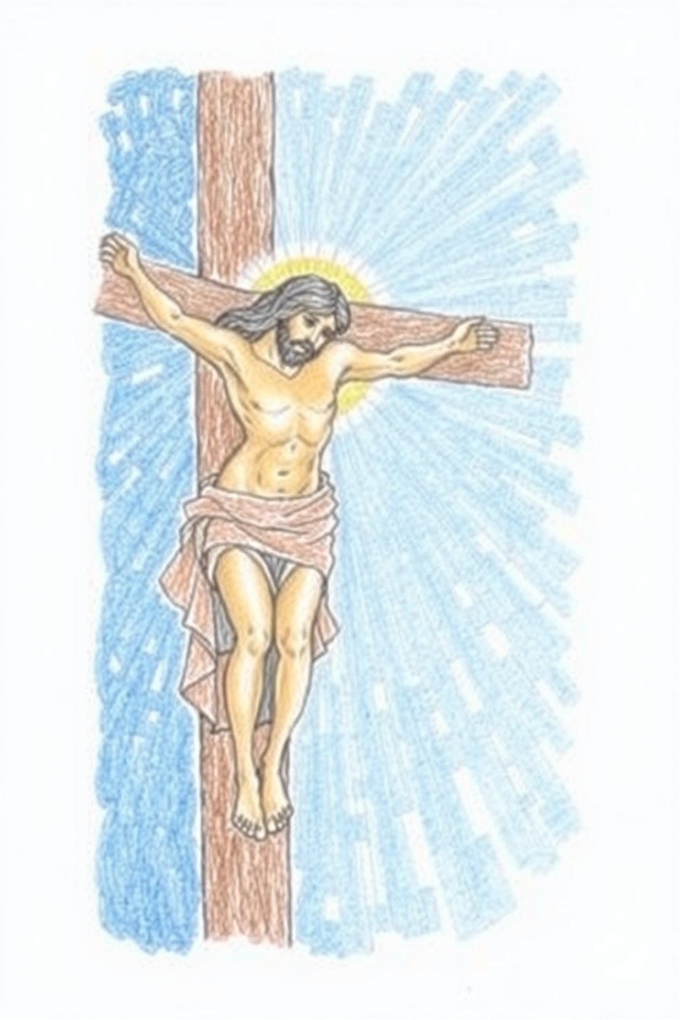 Jesus on the Cross with Sunlight Drawing