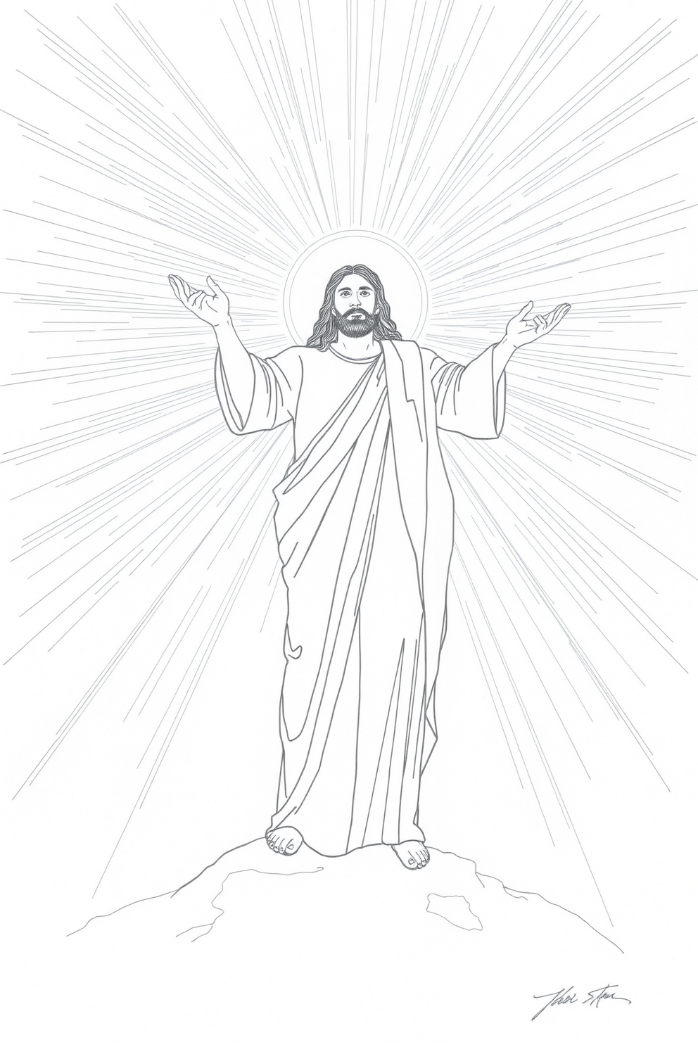 Jesus, the Light of the World Line Drawing