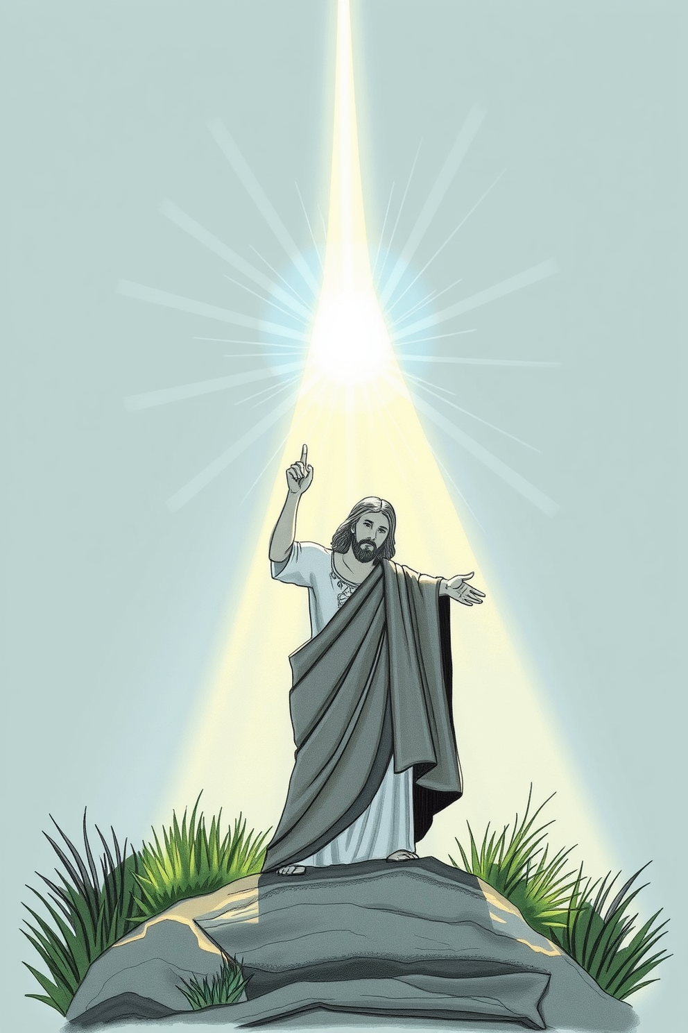 Jesus, the Light of the World in Nature Drawing