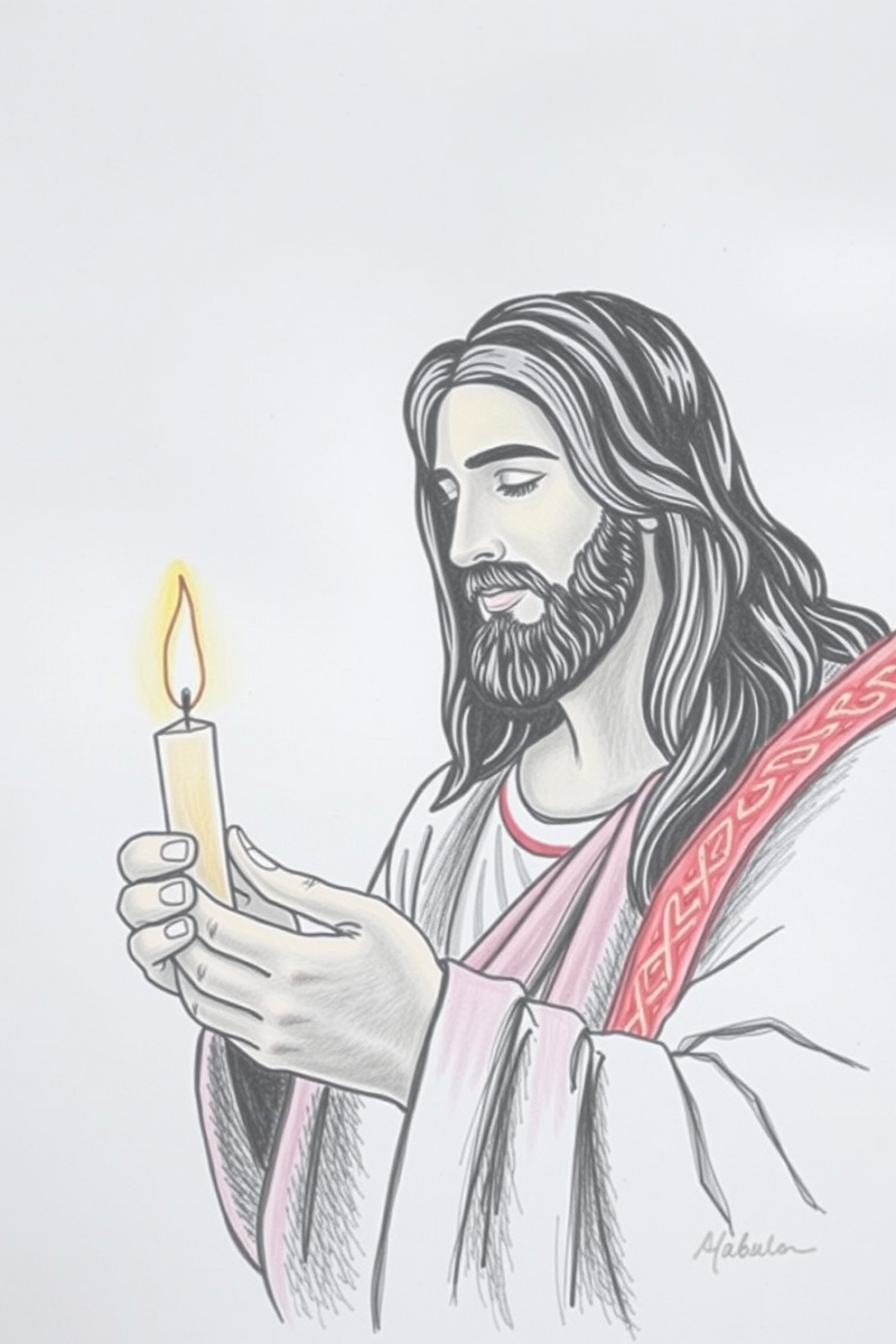 Jesus, the Light of the World with Candle Drawing