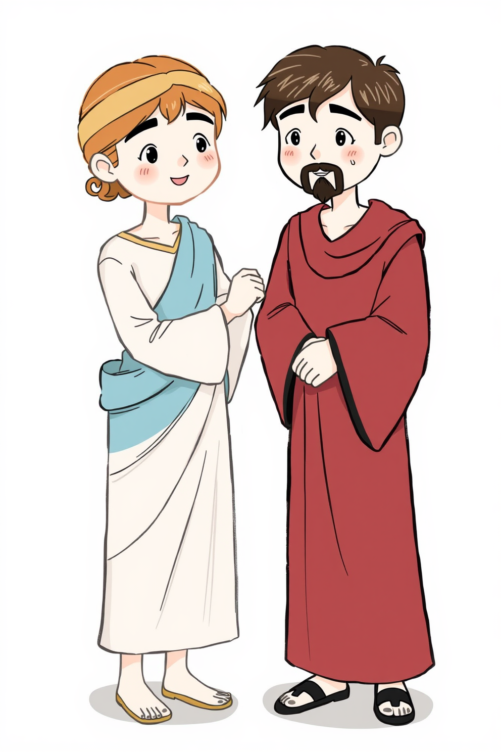 Joseph Forgives His Brothers Cute Character Drawing