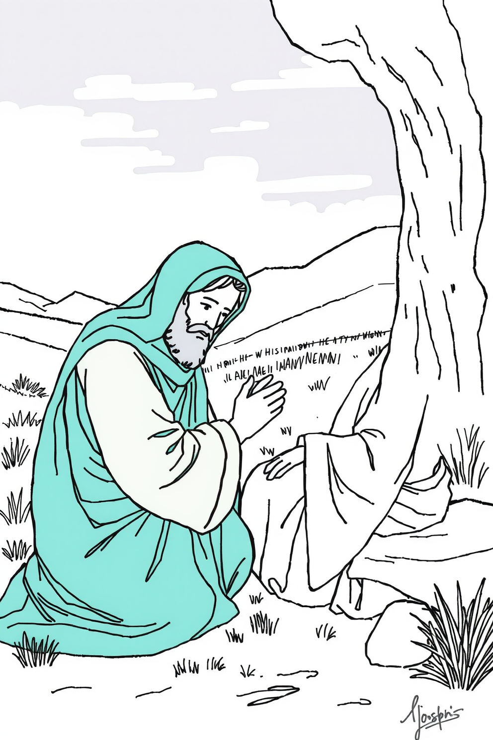 Joseph Forgives His Brothers Line Drawing