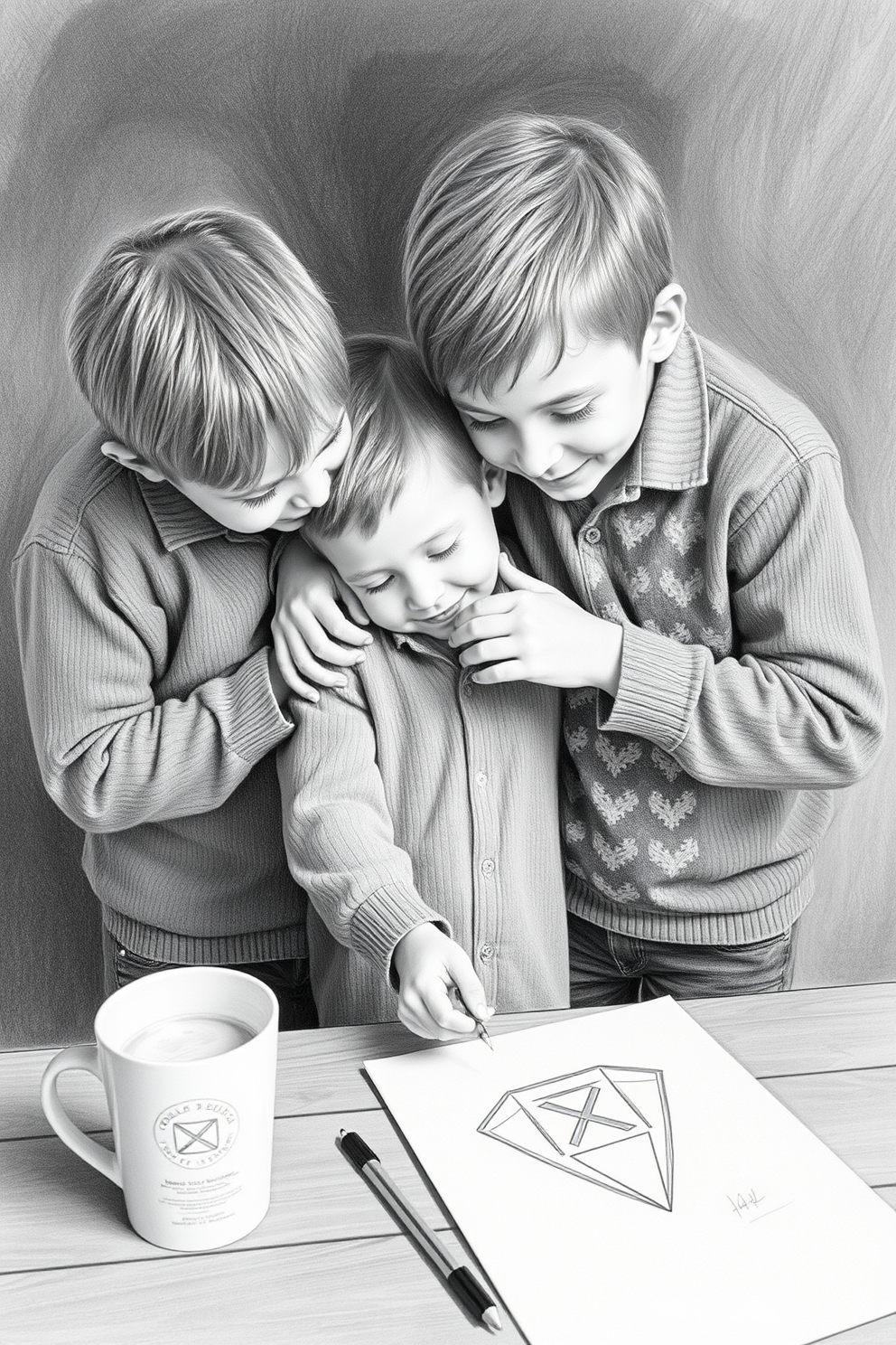 Joseph and Brothers Embracing Drawing