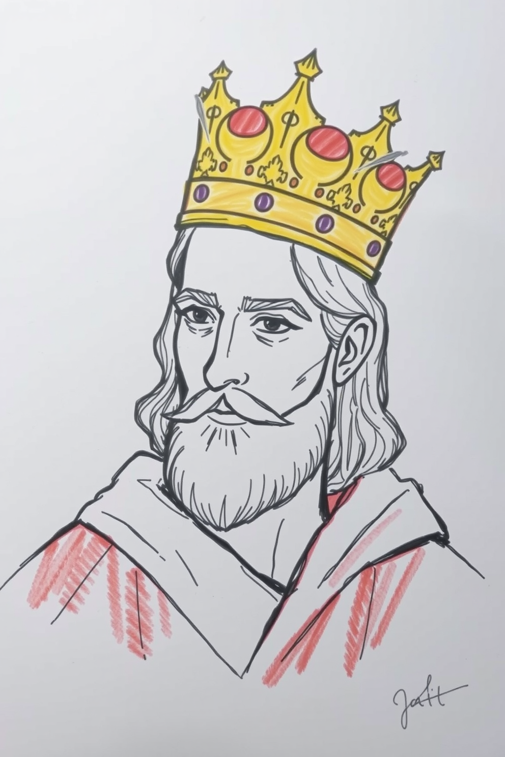 King David with Crown Sketch Drawing