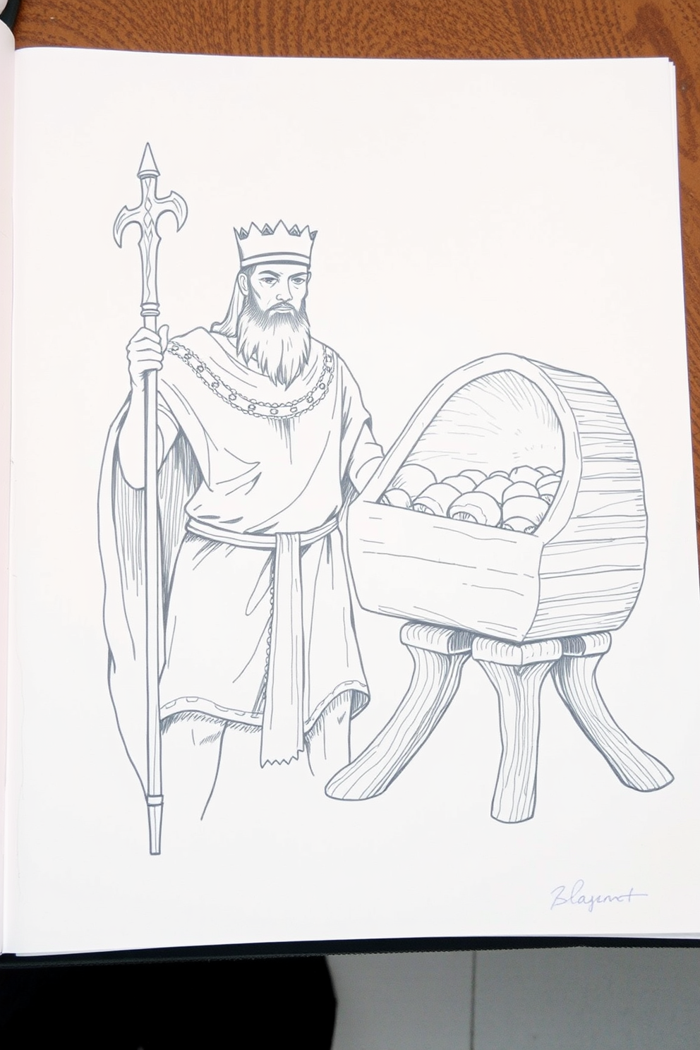 King David with the Ark of the Covenant Drawing