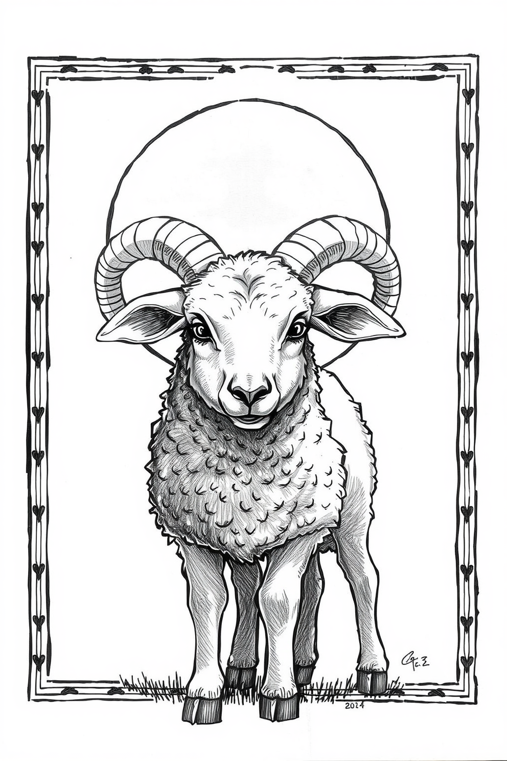 Lamb of God with a Halo Drawing