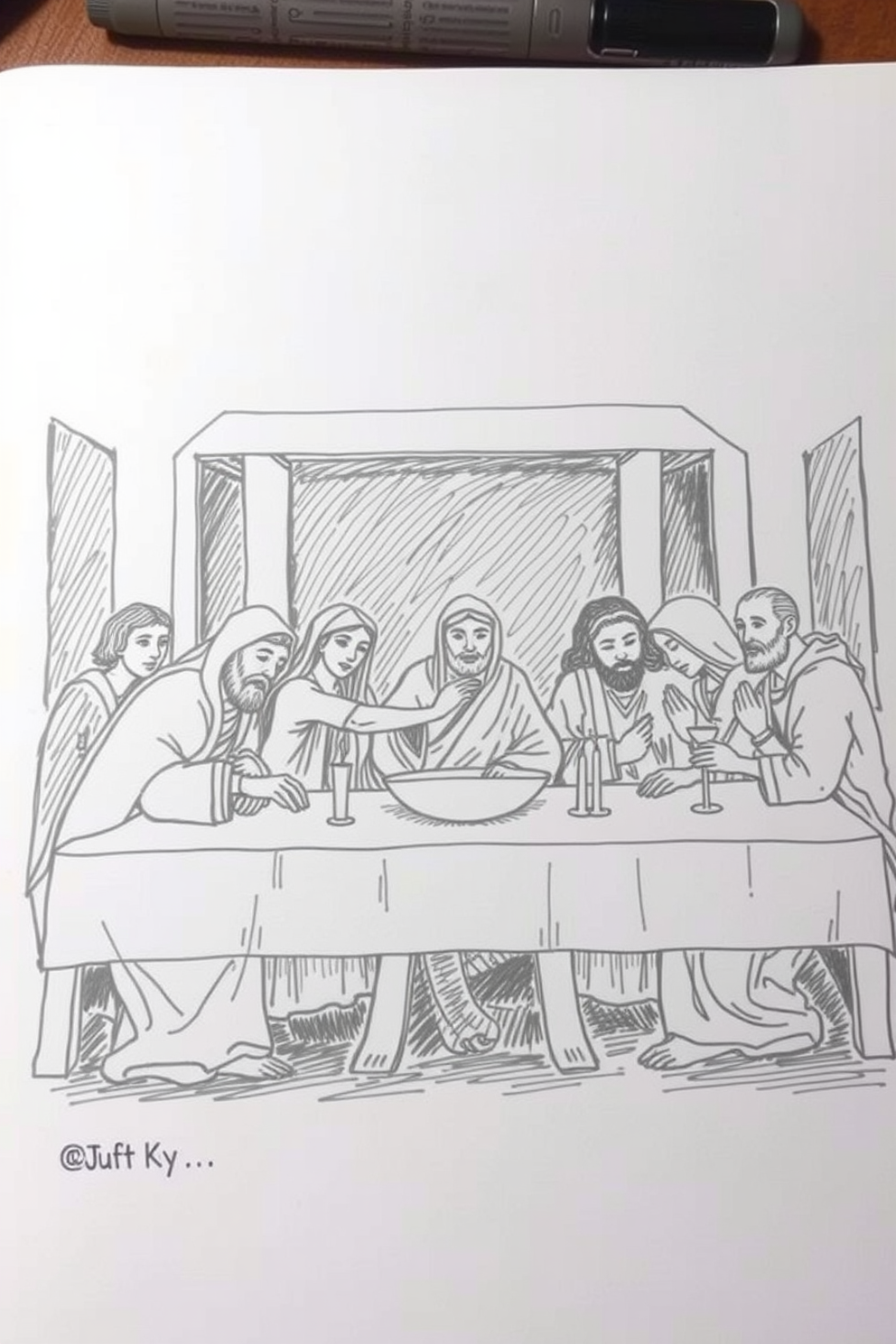 Last Supper drawing