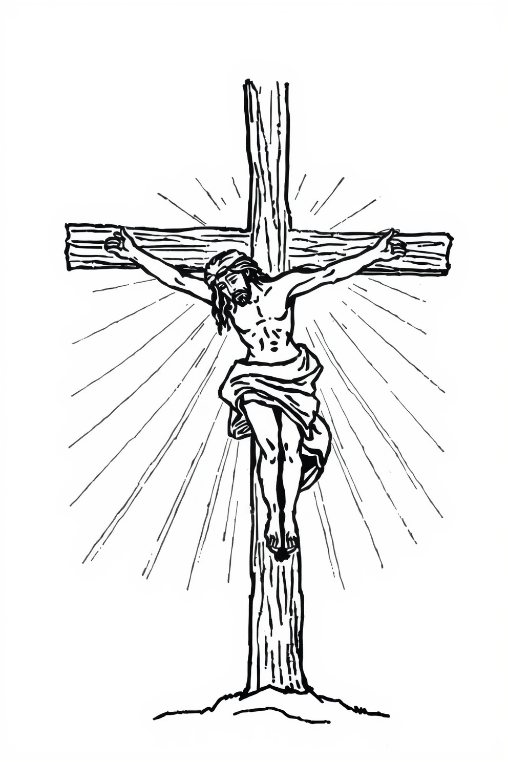 Line Drawing of Jesus on the Cross