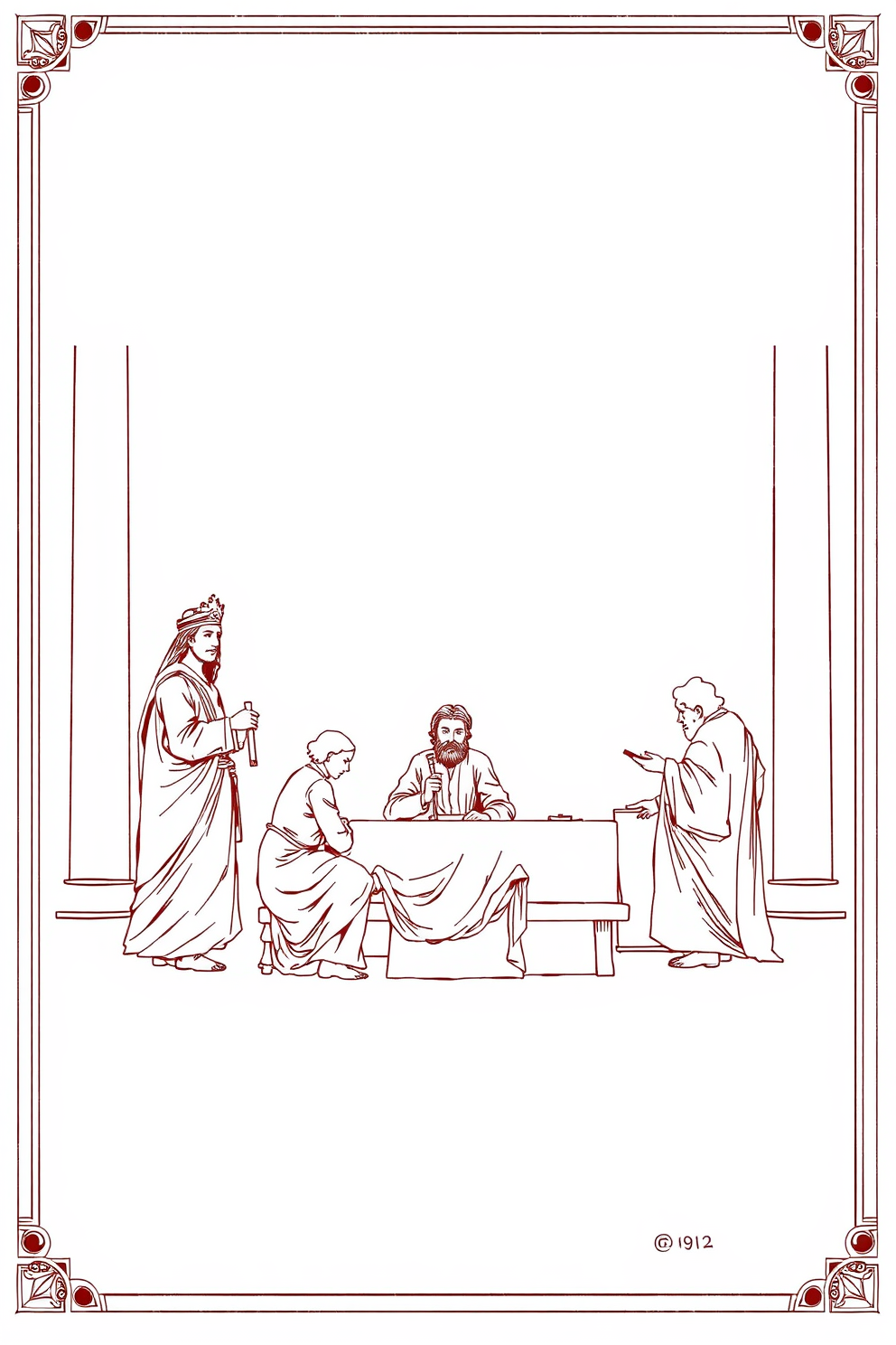 Line Drawing of King Solomon's Judgment Drawing