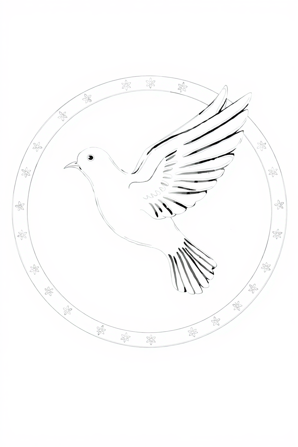 Line Drawing of a Peace Dove