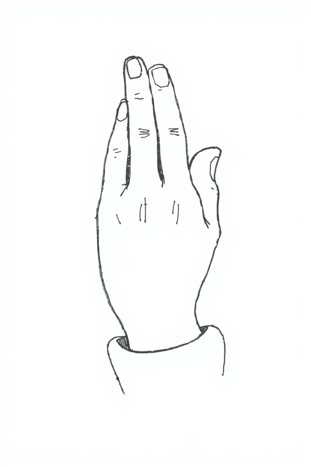 Line Drawing of a Praying Hand