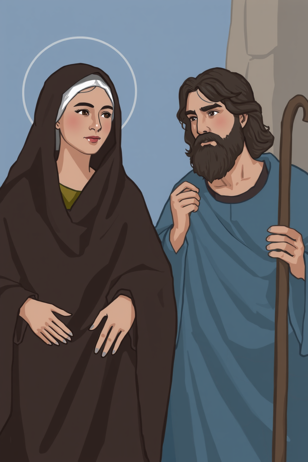 Mary and Joseph Realistic Drawing
