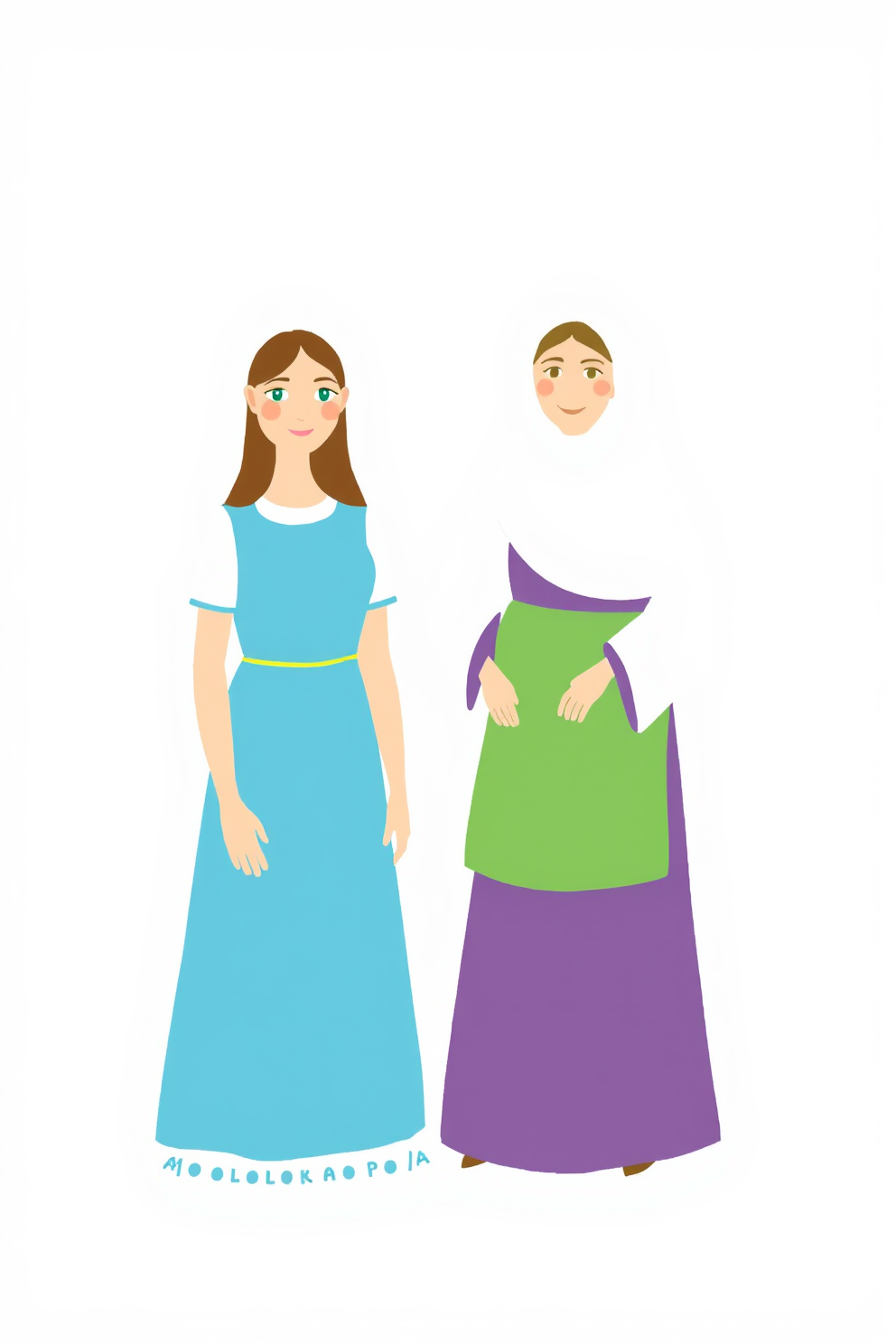 Mary and Martha Simple Drawing