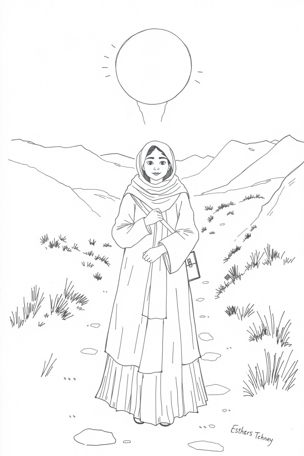 Monoline Drawing of Esther’s Journey