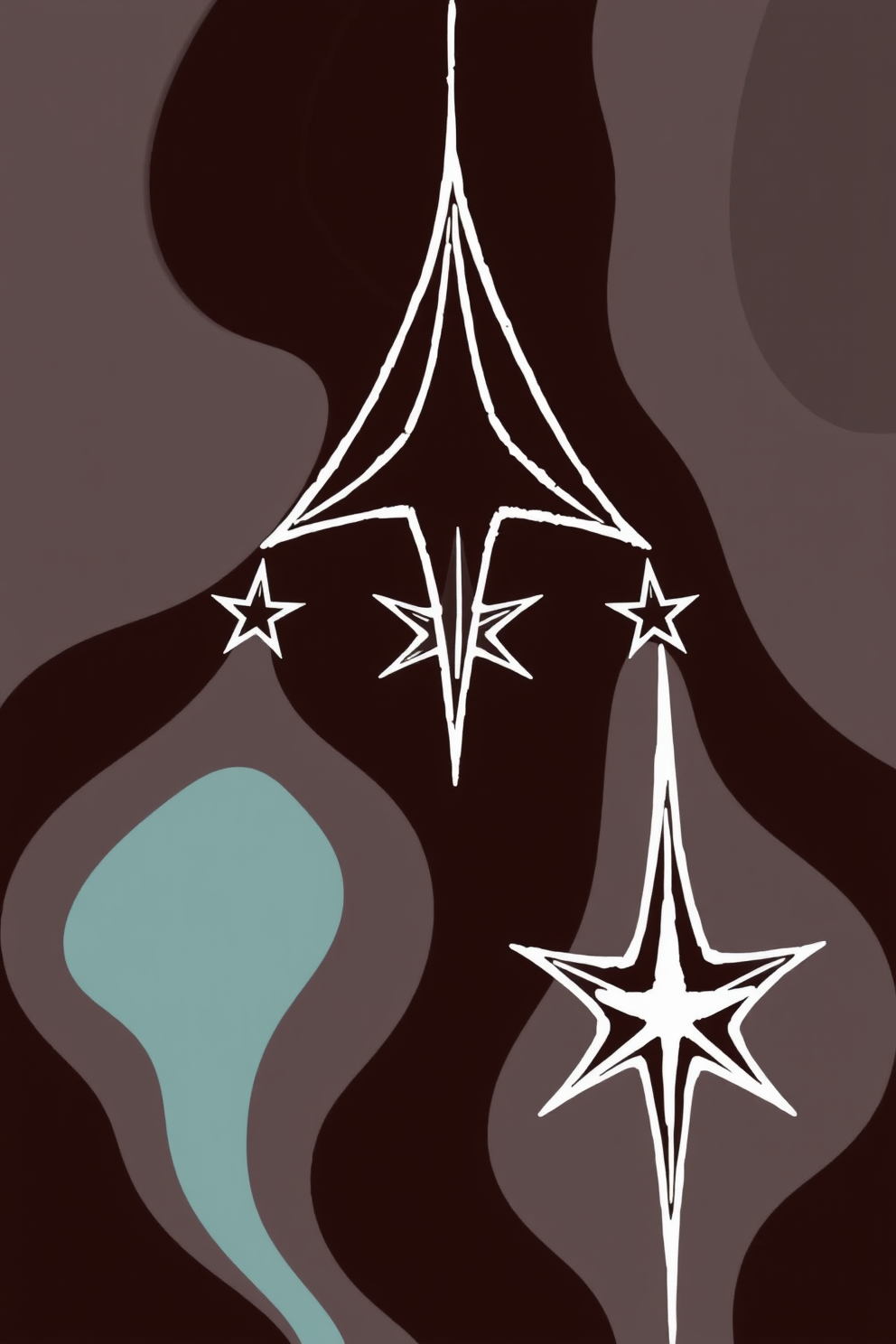 Monoline Drawing of Three Stars Aligned Drawing