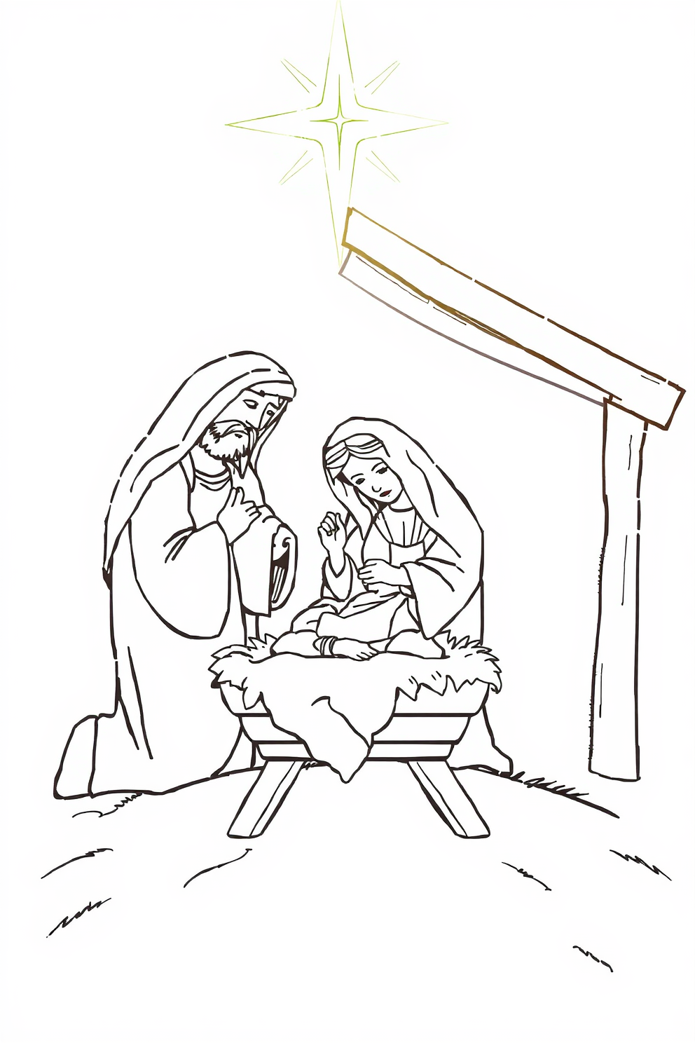 Monoline Jesus in the Manger Drawing