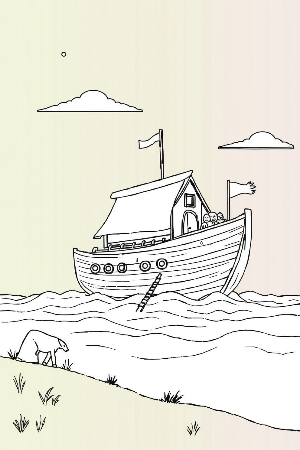Monoline Noah's Ark Drawing