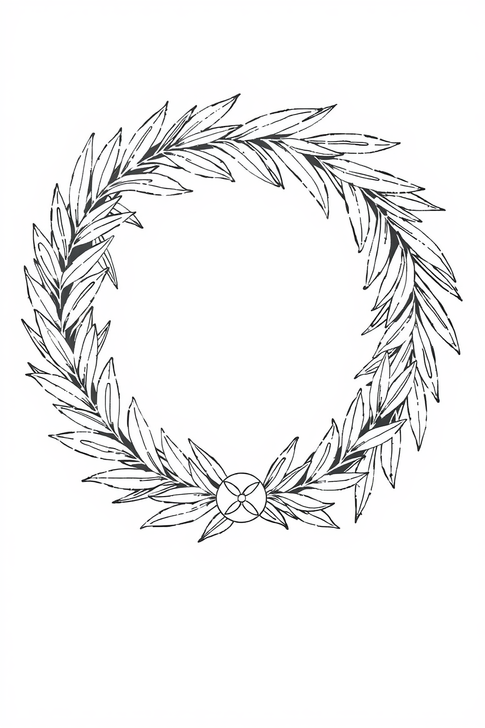 Monoline Palm Sunday wreath drawing