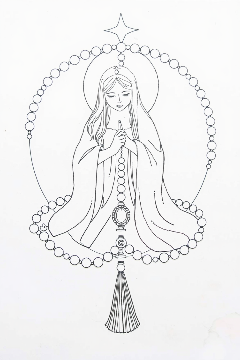 Monoline Rosary Drawing
