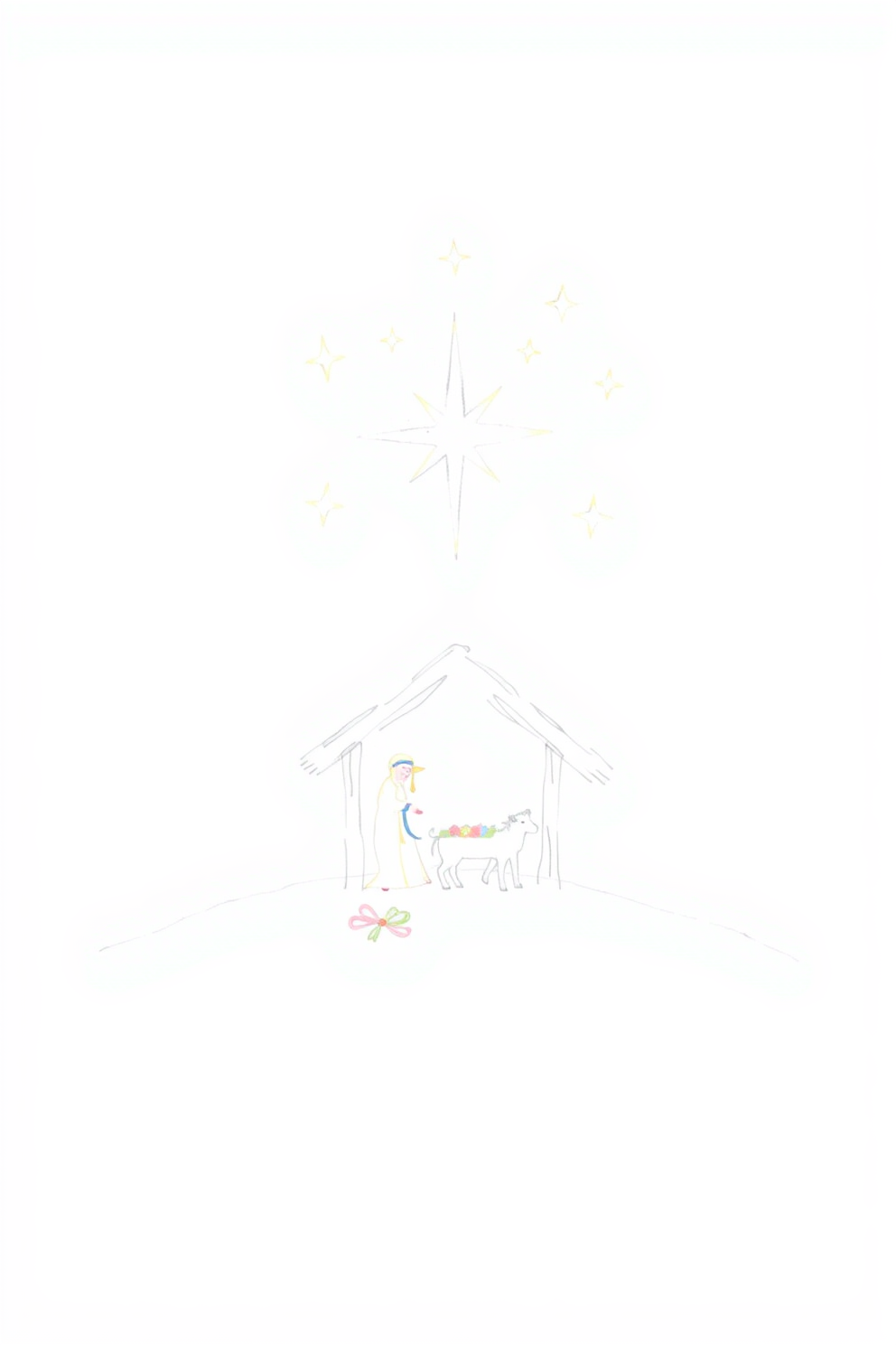Monoline Stars Shining Over Bethlehem Drawing