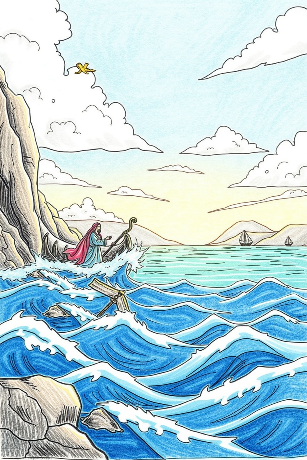 Moses Parting the Red Sea Drawing