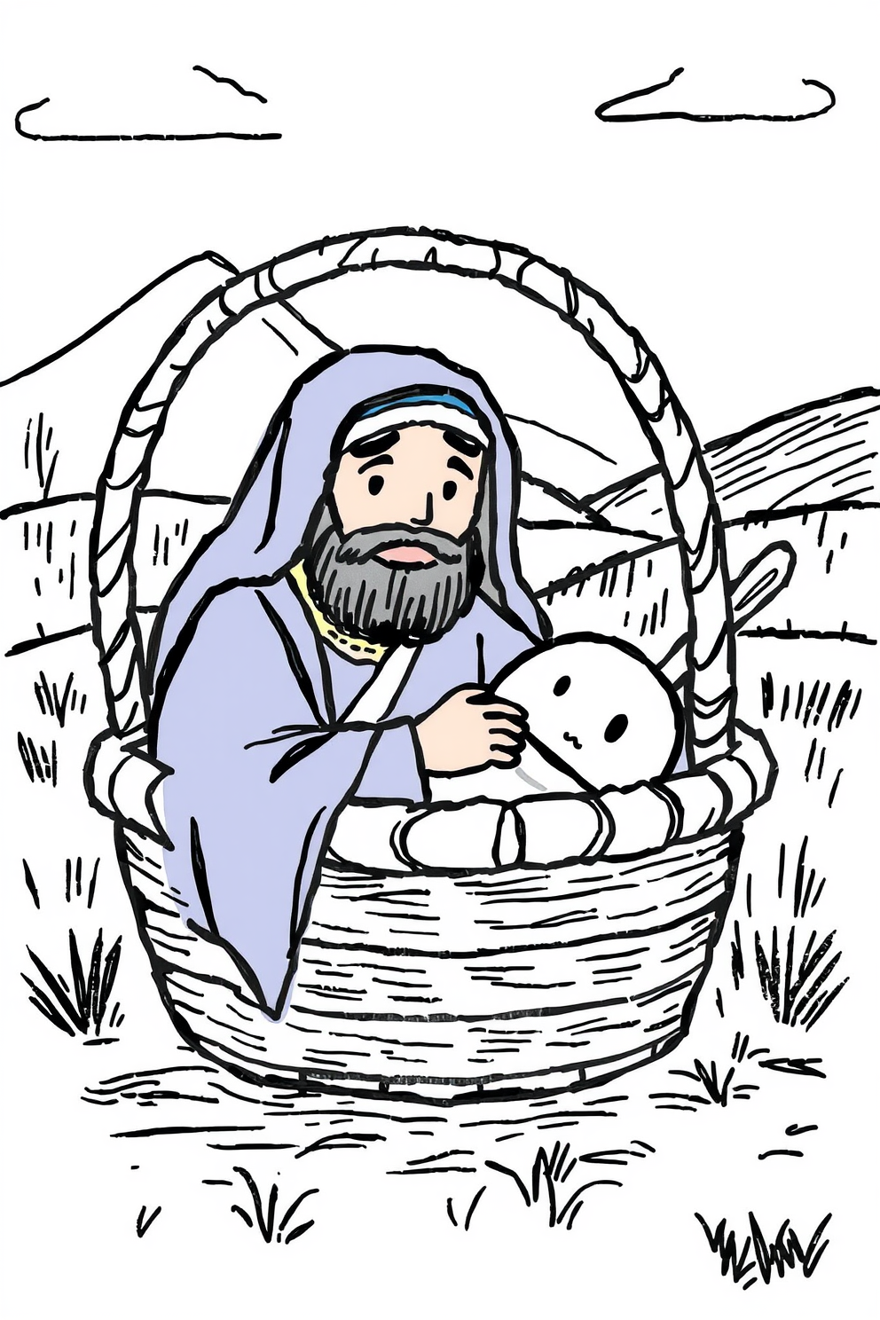 Moses in a Basket Drawing