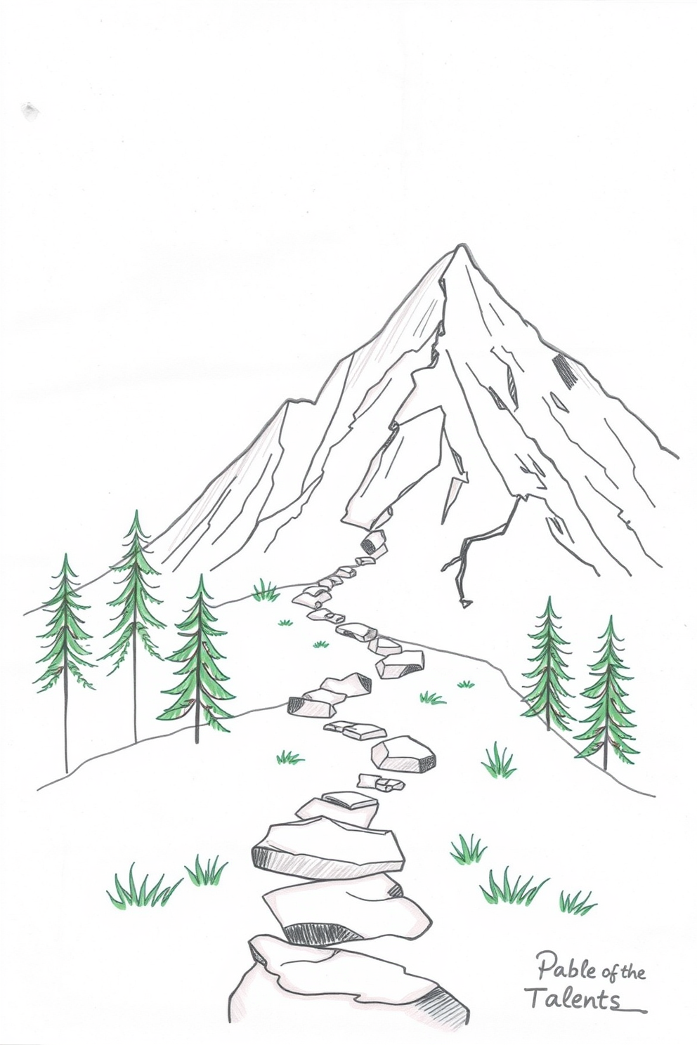 Parable of the Talents Mountain Path Drawing