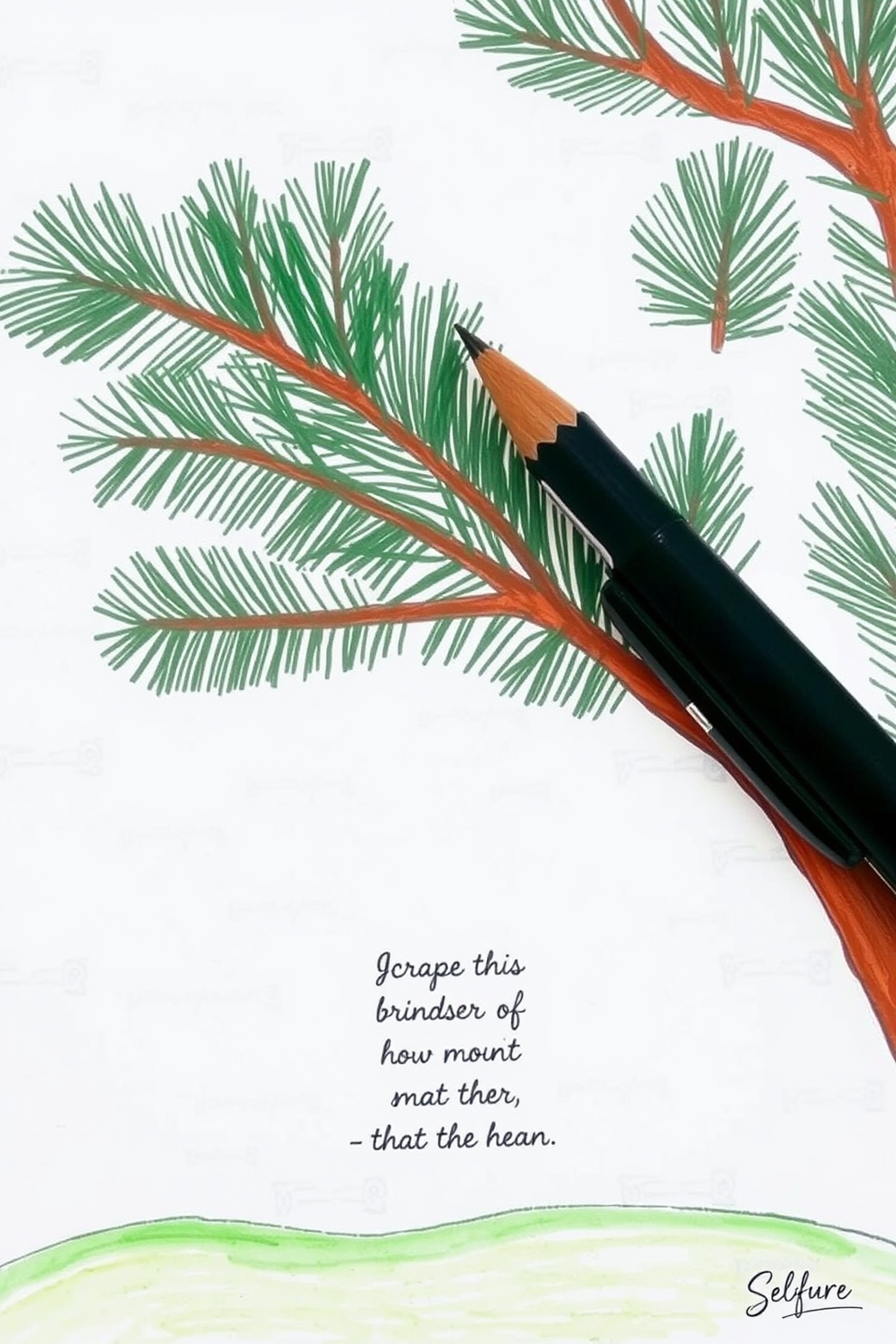 Pine Tree with Scripture Verse Drawing