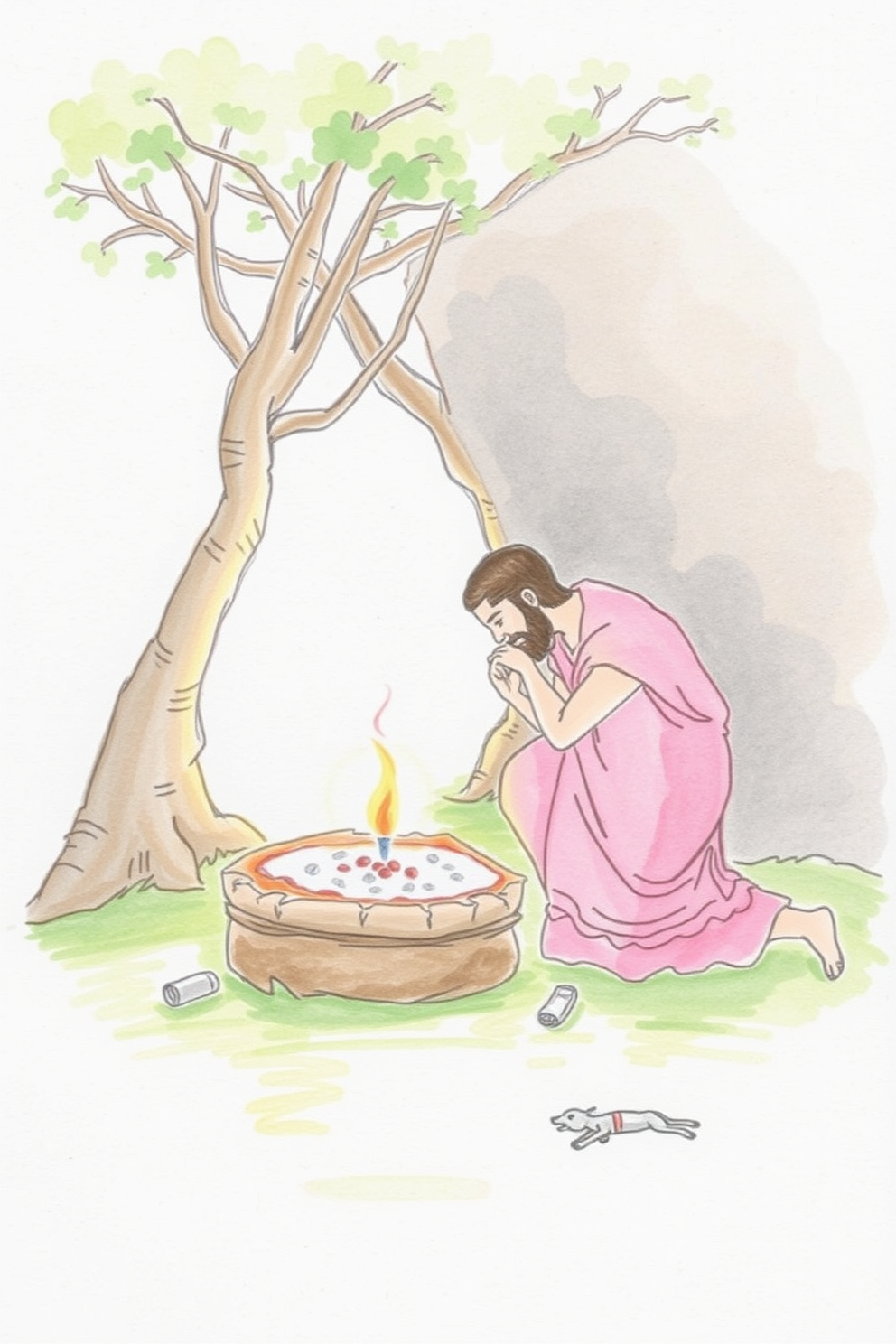 Prodigal Son Watercolor Scene Drawing