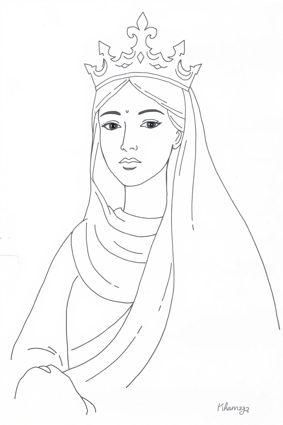 Queen Esther in a simple line drawing