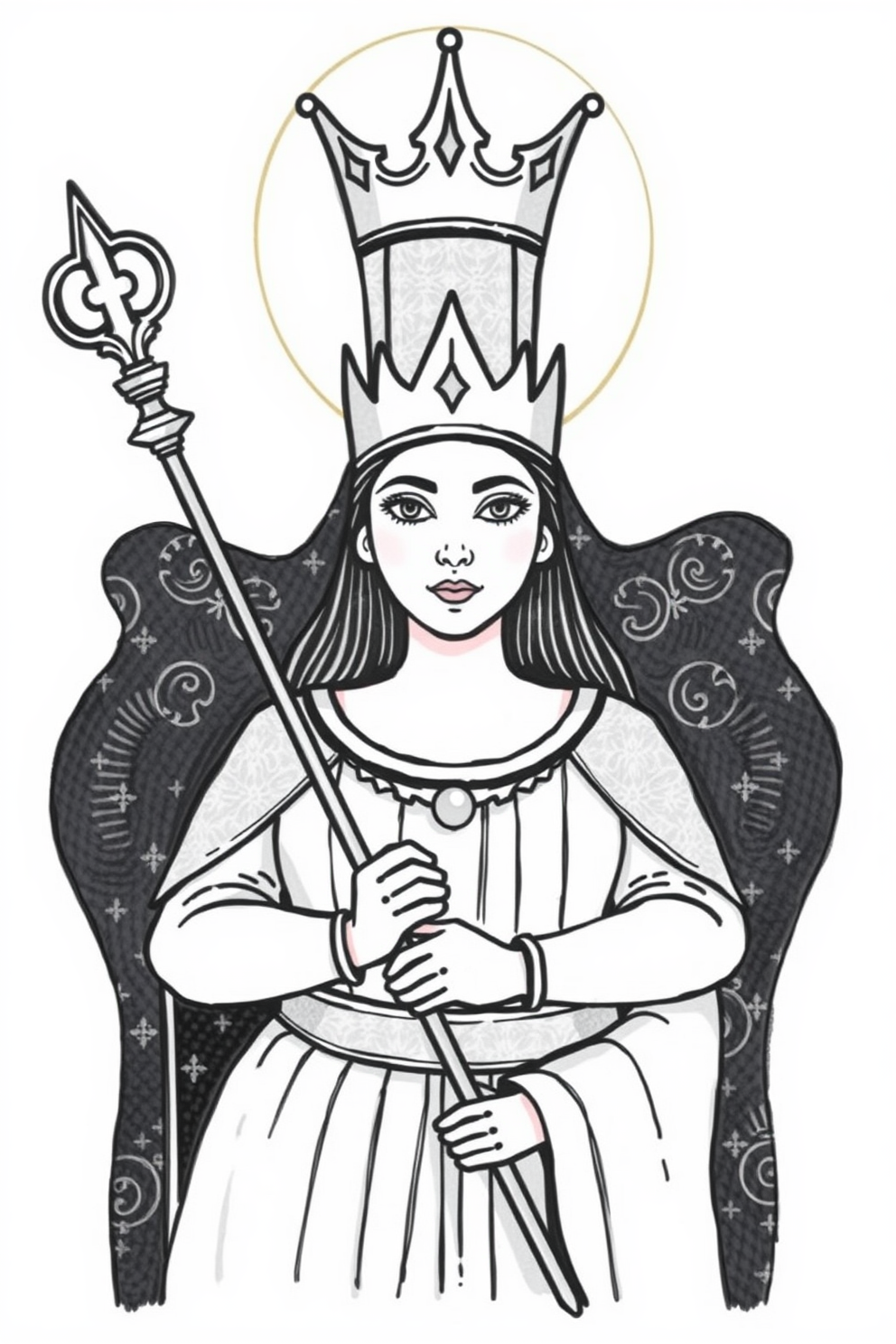 Queen Esther with Scepter Drawing