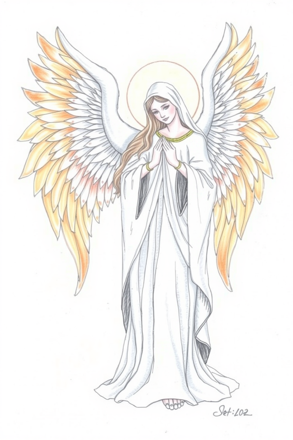 Realistic Angel Visit to Mary Drawing