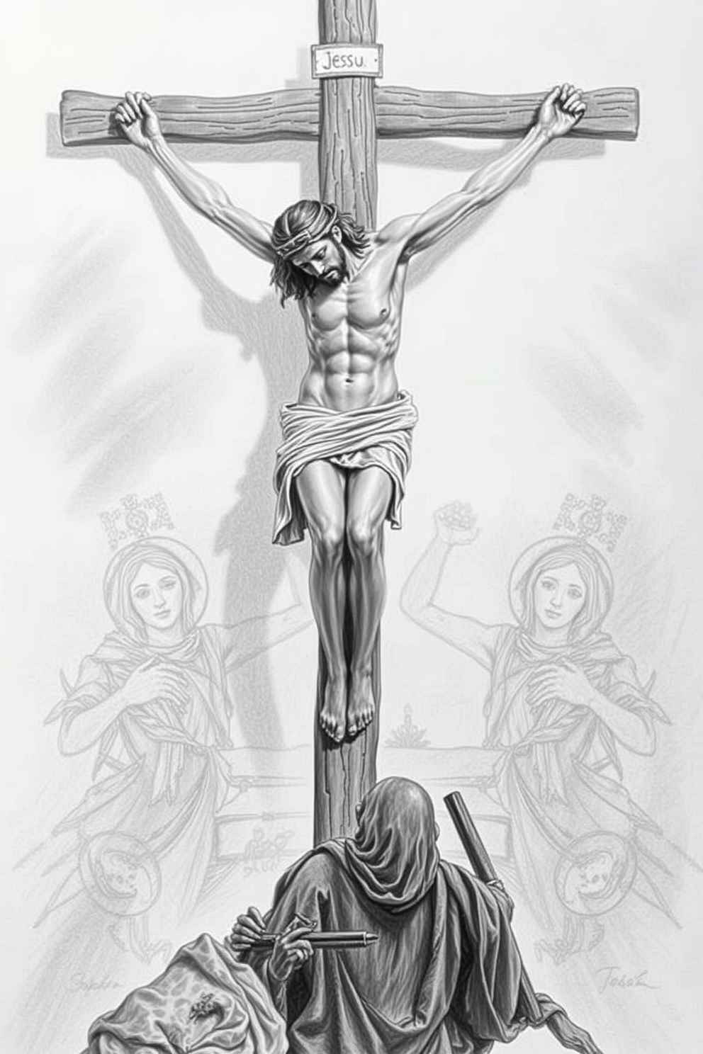 Realistic Crucifixion of Jesus Drawing