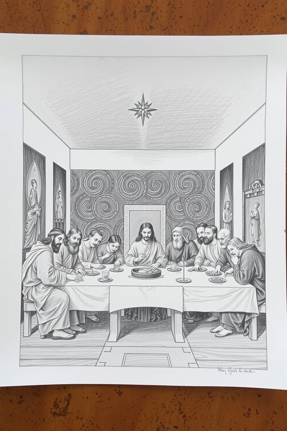 Realistic Drawing of The Last Supper