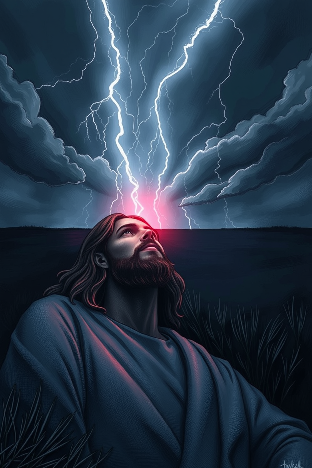 Realistic Jesus Calms the Storm Drawing