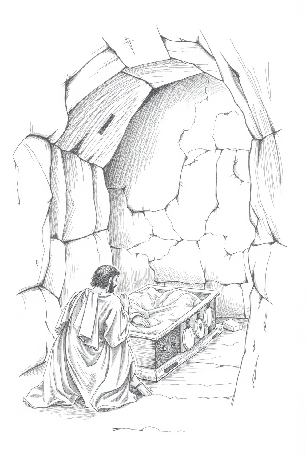 Realistic Jesus Tomb Drawing