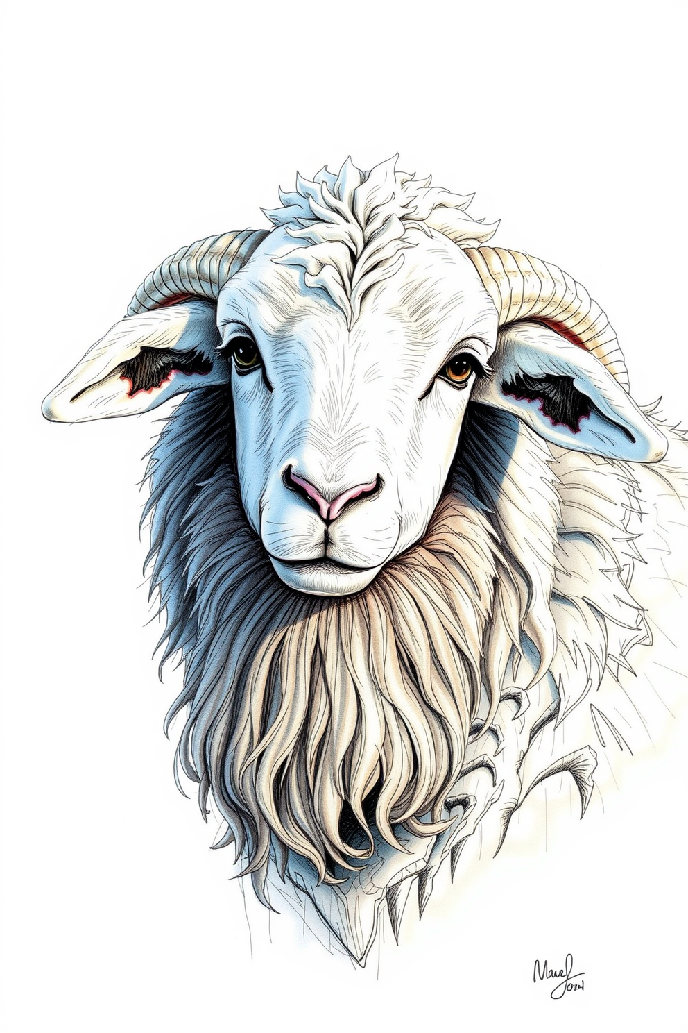 Realistic Lamb of God Sketch Drawing