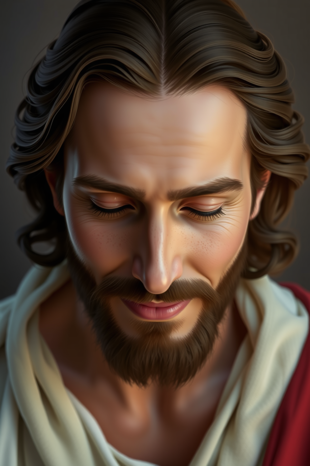 Realistic Portrait of Jesus with a Soft Smile