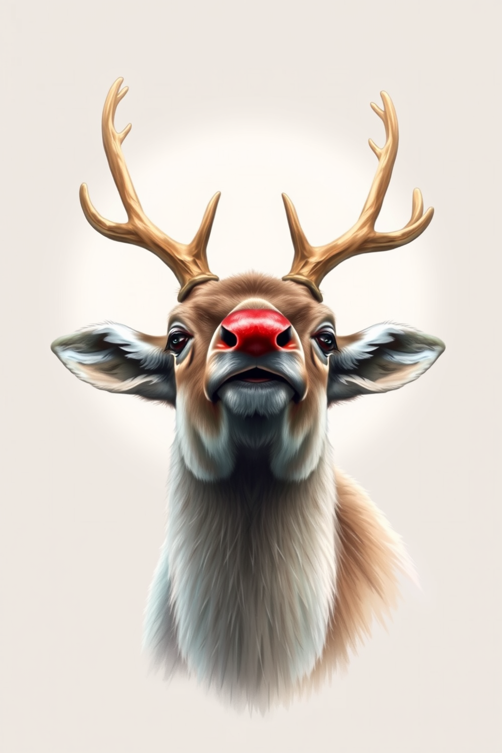 Realistic Reindeer with a Red Nose Drawing