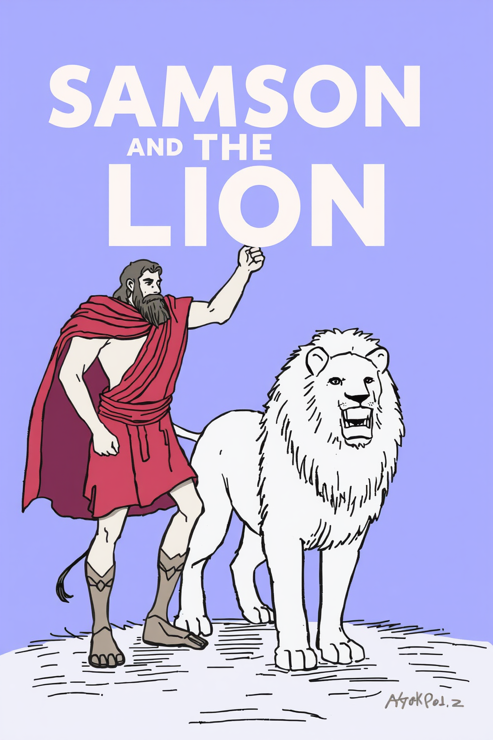 Samson and the Lion Drawing