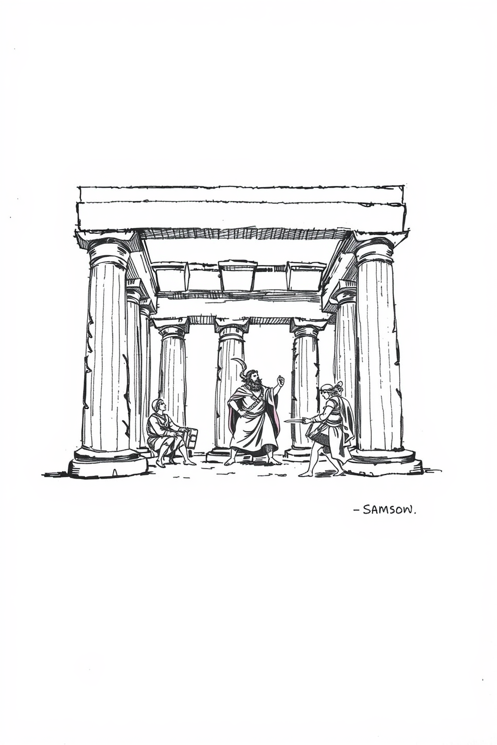 Samsons Temple Victory Drawing