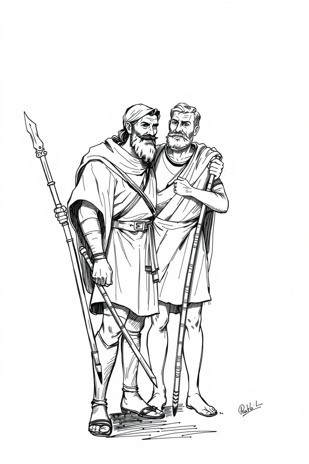 Saul Becomes Paul Black and White Sketch Drawing