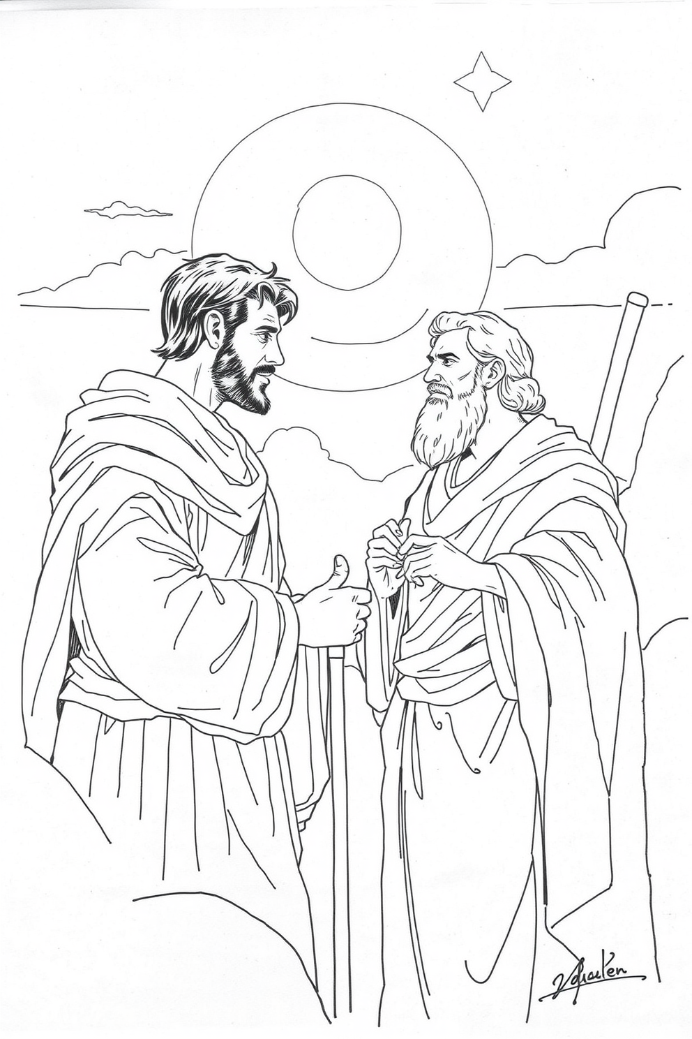 Saul Becomes Paul Monoline Art Drawing