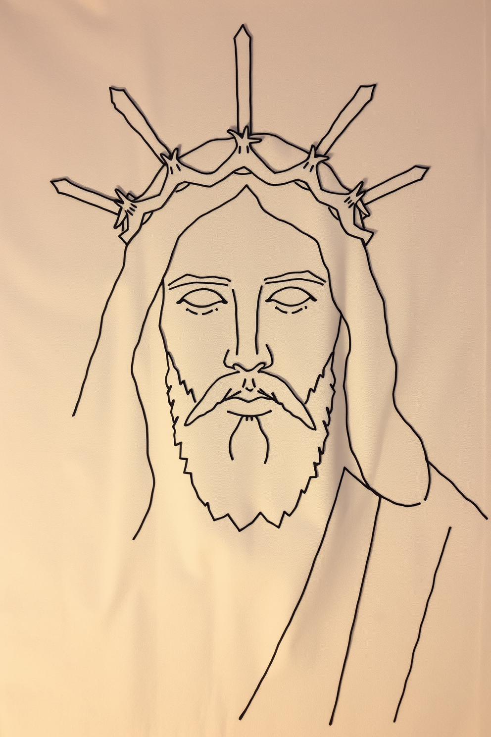Sewn Jesus’ Crown of Thorns Fabric Drawing