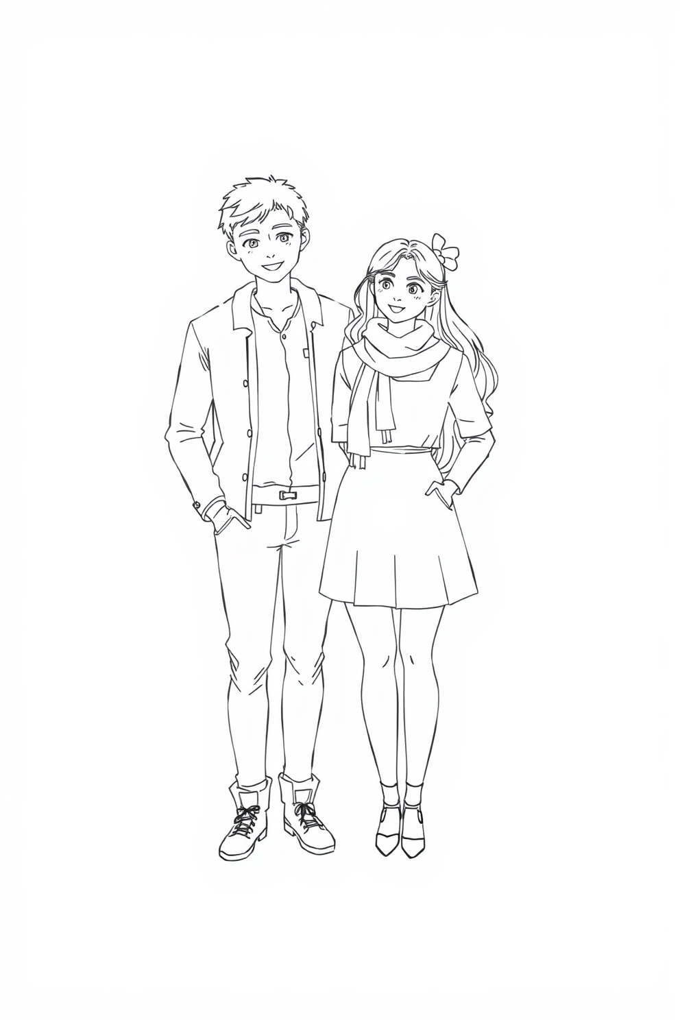 Simeon and Anna in Simple Line Drawing