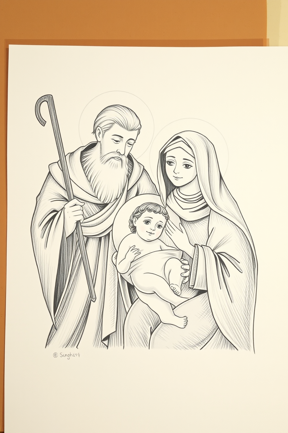 Simeon and Anna with the Baby Jesus Drawing
